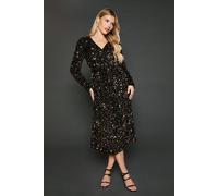 Dorothy Perkins Women's Velvet Sequin Wrap Midi Dress in Bronze | Size: 12 Dorothy Perkins Bronze 12