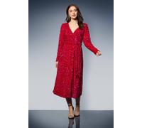 Dorothy Perkins Women's Velvet Sequin Wrap Midi Dress in Hot Pink | Size: 10
