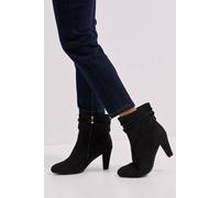 Dorothy Perkins Women's Wide Fit Ally Faux Suede Ruched High Heeled Ankle Boots in Natural Black | Size: 3 Dorothy Perkins Natural Black 3