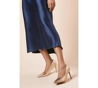Dorothy Perkins Women's Wide Fit Dash Faux Metallic Leather Pointed High Stiletto Heel Court Shoes in Gold | Size: 7