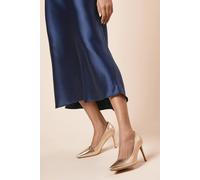 Dorothy Perkins Women's Wide Fit Dash Pointed High Stiletto Heel Court Shoes in Gold | Size: 5