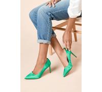 Dorothy Perkins Women's Wide Fit Dash Satin Pointed High Stiletto Heel Court Shoes in Bright Green | Size: 4