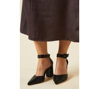 Dorothy Perkins Women's Wide Fit Echo Buckle Detail Ankle Strap Pointed Court Shoes in Black | Size: 4
