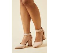 Dorothy Perkins Women's Wide Fit Echo Buckle Detail Ankle Strap Pointed Court Shoes in Blush | Size: 8 Dorothy Perkins Blush 8