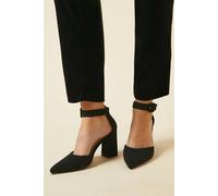 Dorothy Perkins Women's Wide Fit Echo Buckle Detail Ankle Strap Pointed Court Shoes in Natural Black | Size: 4 Dorothy Perkins Natural Black 4