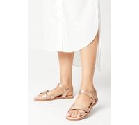 Dorothy Perkins Women's Wide Fit Florence Faux Leather Cross Strap Flat Sandals in Rose Gold | Size: 8 Dorothy Perkins Rose Gold 8