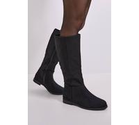 Dorothy Perkins Women's Wide Fit Karla Knee High Flat Boots in Natural Black | Size: 4