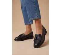 Womens Wide Fit Leigh Fringe Loafers Black 7