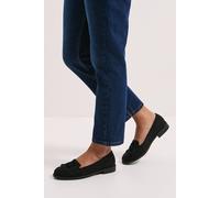 Dorothy Perkins Women's Wide Fit Leigh Fringe Loafers in Natural Black | Size: 3