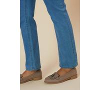 Womens Wide Fit Leigh Fringe Loafers Taupe 8