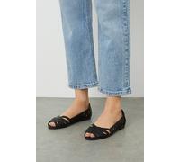 Dorothy Perkins Women's Wide Fit Prim Peep Toe Ballet Flats in Black | Size: 5 Dorothy Perkins Black 5