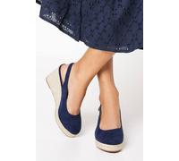 Dorothy Perkins Wide Fit Riya Closed Toe Slingback Espadrille Wedge Sandals, 7, Navy