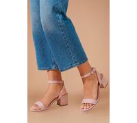 Dorothy Perkins Women's Wide Fit Tommi Barely There Mid Block Heel Sandals in Blush | Size: 5