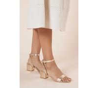 Wide Fit Tommi Barely There Mid Block Heel Sandals Dorothy Perkins Gold 5