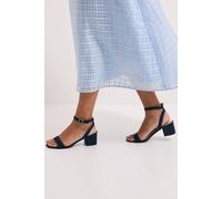 Womens Wide Fit Tommi Barely There Mid Block Heel Sandals Navy 6