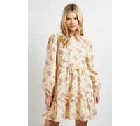 Dorothy Perkins Yellow Ditsy Floral Frill Tiered Printed Poplin Mini Smock Dress floral