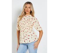 Dorothy Perkins Women's Yellow Ditsy High Neck Shirred Bodice Top | Size: 8 Dorothy Perkins Yellow 8
