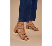 Dorothy Perkins Women's Ynes Faux Suede Block Heeled Open Toe Strappy Sandals in Tan | Size: 4 Dorothy Perkins Tan 4