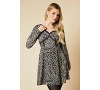 Dorothy Perkins Women's Zebra Lace Front Mini Dress | Size: 14 Dorothy Perkins Zebra 14