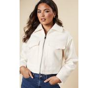 Dorothy Perkins Women's Zip Front Pocket Detail Jacket in White | Size: XL Dorothy Perkins White XL