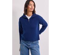 Dorothy Perkins Women's Zip Up Knitted Jumper in Navy | Size: XL