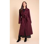 Dorothy Perkins Wrap Double Breasted Belted Wool Look Coat In Burgundy burgundy