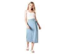 Dorothy Perkins Wrap Front Denim Midi Skirt, 12, Light Wash