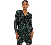 Wrap Velvet Sequin Long Sleeve Mini Dress Dorothy Perkins Green 12