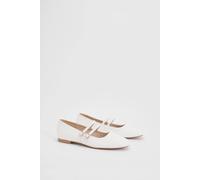 Dorothy Perkins Yara Faux Leather Double Mary Jane Square Toe Padded Ballerinas In White white