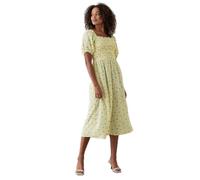 Dorothy Perkins Women's Yellow Ditsy Floral Shirred Midi Dress | Size: 12 Dorothy Perkins Yellow 12