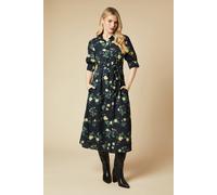 Dorothy Perkins Yellow Floral Half Sleeve Shirt Dress In Black black