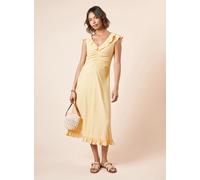 DOROTHY PERKINS Yellow Spot Neck Ruched Front Jersey Midi Dress 8