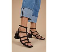 Dorothy Perkins Ynes Faux Suede Block Heeled Open Toe Strappy Sandals In Black black