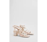 Dorothy Perkins Ynes Faux Suede Block Heeled Open Toe Strappy Sandals In White white