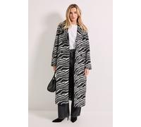 Dorothy Perkins Women's Zebra Double Breasted Coat in Mono | Size: 12 Dorothy Perkins Mono 12
