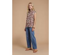 Dorothy Perkins Women's Zebra Pocket Detail Button Up Utility Blouse | Size: 10 Dorothy Perkins Zebra 10