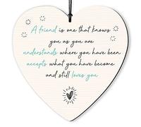 Dorothy Spring A Friends is One That Knows You as You Are Understand Where You Have Been Wooden Heart Sign Inspirational Quote Plaque Gift For Friends