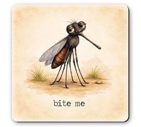 Dorothy Spring Bite Me Funny Mosquito Wooden Coaster | Cheeky camping gift for friends family coworkers travellers birthdays and Secret Santa