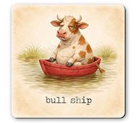 Dorothy Spring Bull Ship Funny Bull Wooden Coaster | Sarcastic office gift for friends family coworkers farmers birthdays and Secret Santa