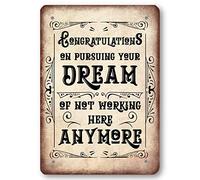 Dorothy Spring Congratulations On Pursuing Your Dream Funny Leaving Present Gift Metal Sign