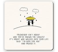 Dorothy Spring Friendship Isn’t About Who You’ve Known the Longest It’s About Who Walked Into Your Life Wooden Coaster with Cork Base Sentimental Gift for Best Friend