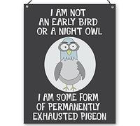 Dorothy Spring I am Not an Early Bird or a Night Owl I am Some Form of Permanently Exhausted Pigeon Sarcastic Funny Quote Metal Sign Wall Plaque Decoration15x20cm