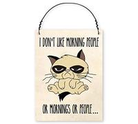 Dorothy Spring I Don't Like Morning People Or Mornings Or People Funny Grumpy Cat Wall Metal Small Plaque Sign Size 4x3 inch