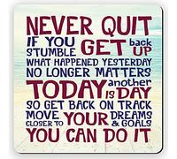 Dorothy Spring Never Quit You Can Do It Inspirational Quote Cute Square Wooden Coaster Gloss Finish Size 9x9 cm / 3.5x3.5 inch