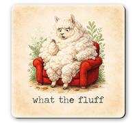 Dorothy Spring What The Fluff Funny Alpaca Wooden Coaster | Llama lover gift for friends family coworkers birthdays Christmas stocking fillers and Secret Santa