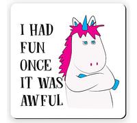 Dorothy Spring Wooden Coaster I Have Fun Once It Was Awful Funny Sarcastic Square Coaster with Cork Back Gloss Finish