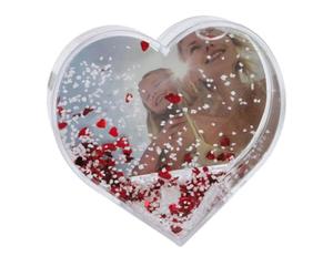 Dorr Heart Shaped Snow Globe Photo Frame - Red