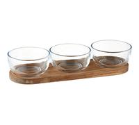 Dorre - Uri serving set 3 glass, wooden tray - Wood