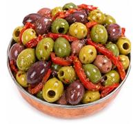 Dorri - Marinated Mixed Olives (Bella Napoli) 1kg | Green, Kalamata, Black Natural and Nocellara pitted olives, herbs, pepper, garlic, Healthy Party Snack (Available from 250g to 3kg)