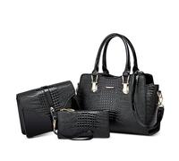 DORRISO 3 Pcs Set Fashion Women's Handbags Ladies Top Handle Bags Shoulder Bags Purse Simple Anti Thief for Party Office Travel Holiday Waterproof PU Leather Black
